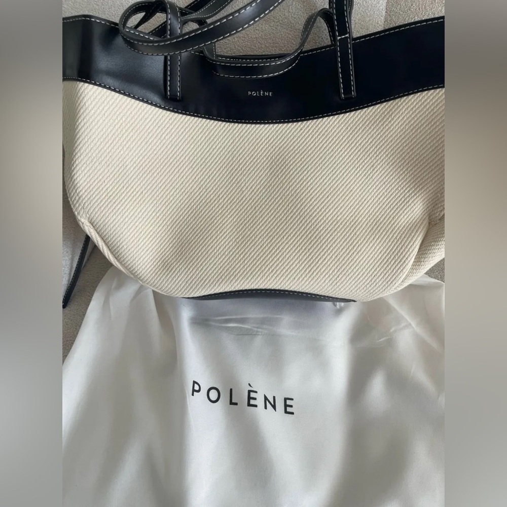 Polene Two-Tone Canvas Tote in Cream and Black🖤🤍 - Picture 4 of 5